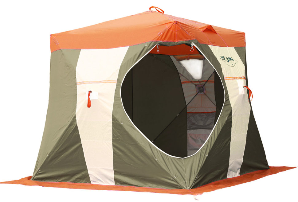 Палатка рыбака Нельма Куб-2 (оранжевый/беж/хаки)
